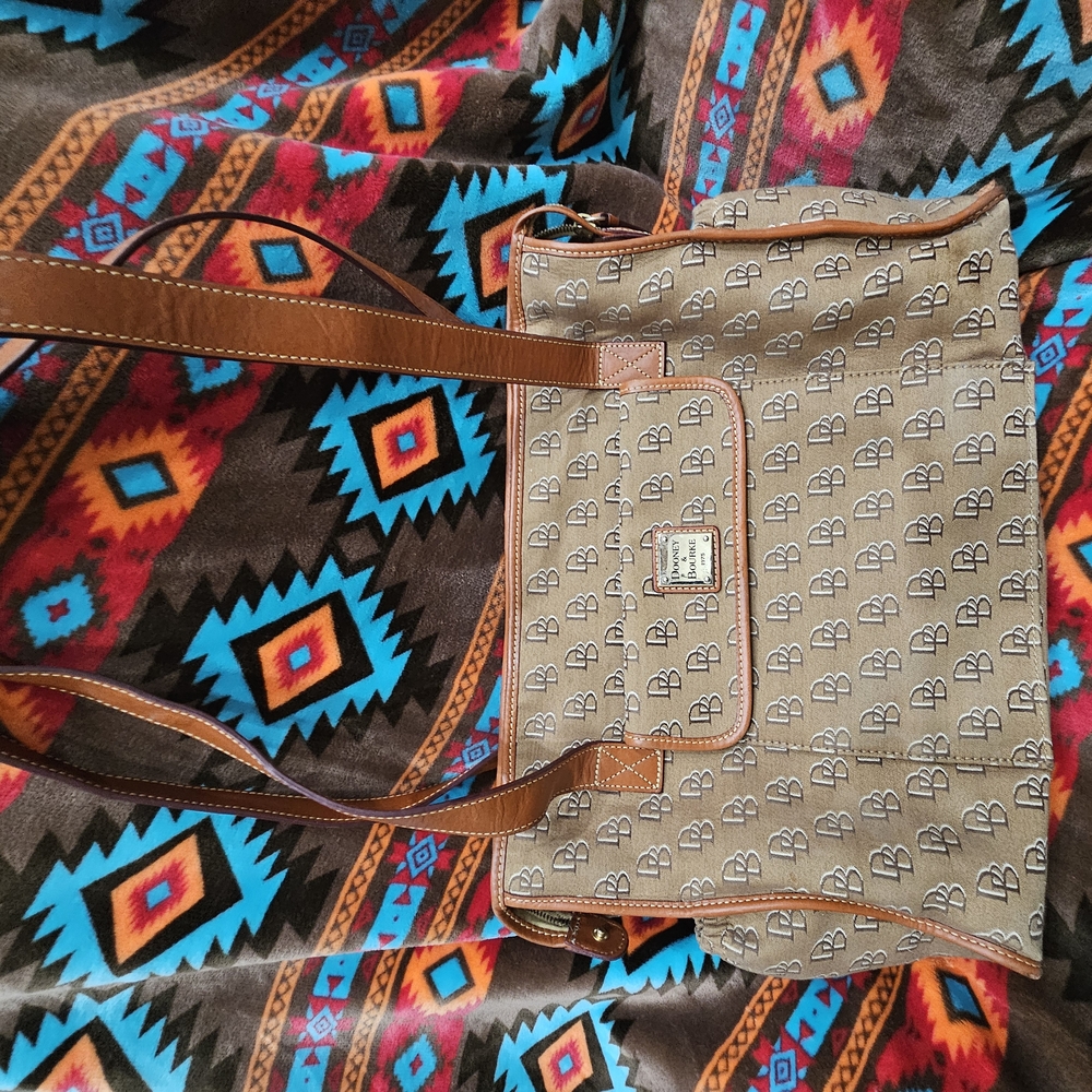 Dooney & Bourke Beige and Brown Logo Tote